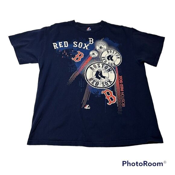 Majestic Man Boston Red Sox Graphic T-Shirt Short Sleeve Blue Large - Picture 1 of 6